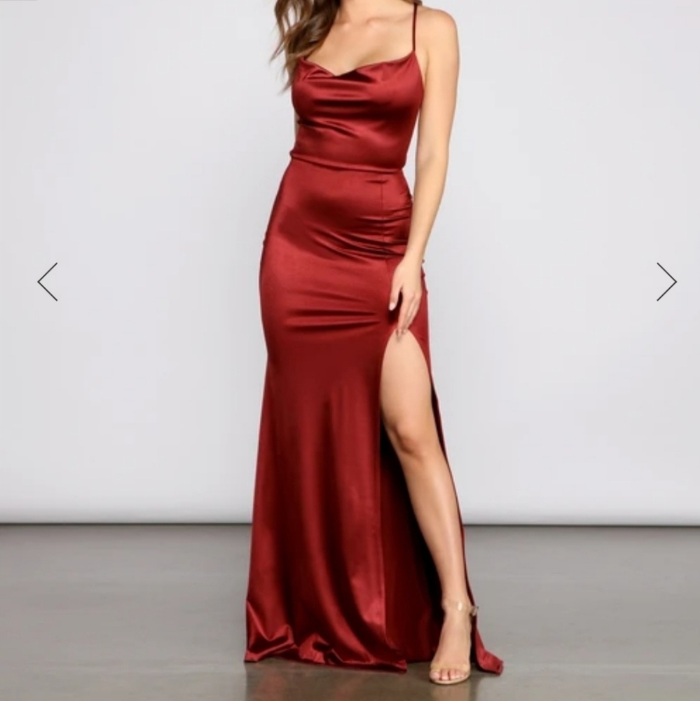 Satin Lace Up Formal Dress